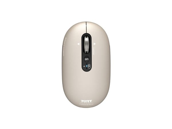 PORT Connect PURE COLOR - Mus - ladbar - høyre- og venstrehåndet - optisk - 5 knapper - trådløs - Bluetooth - perle