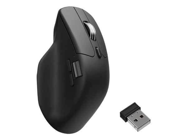 Keychron M6 - Mus - ergonomisk - optisk - 9 knapper - kablet, trådløs - 2.4 GHz, USB-C, Bluetooth 5.3 - USB trådløs mottaker - svart