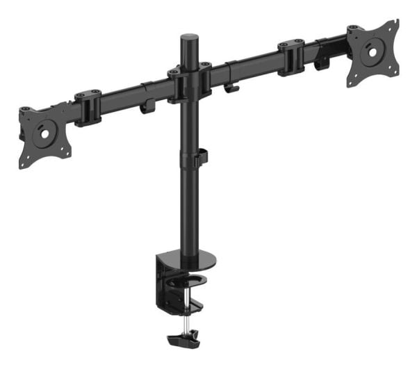 PureMounts PM-OFFICE-02 - Monteringssett (skrivebordsmontering, 2 leddarmer, 2 VESA-adaptere, slange) - for 2 LCD-skjermer - stål - svart - skjerms...