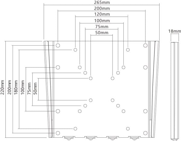 Goobay 74415, 58,4 cm (23"), 106,7 cm (42"), 30 kg, 50 x 50 mm, 200 x 200 mm, Svart