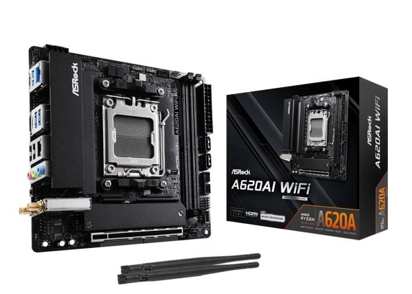 ASRock A620AI WIFI - Hovedkort - mini-ITX - Socket AM5 - AMD A620A Chipset - USB-C 3.2 Gen2, USB-C 3.2 Gen 1, USB 3.2 Gen 1, USB 3.2 Gen 2 - Wi-Fi ...