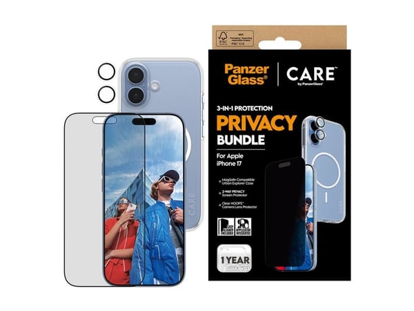 CARE by PanzerGlass - 3-i-1 Beskyttelse Personvernbunke - baksidedeksel for mobiltelefon - MagSafe-samsvar - polykarbonat, termoplast-polyuretan (T...