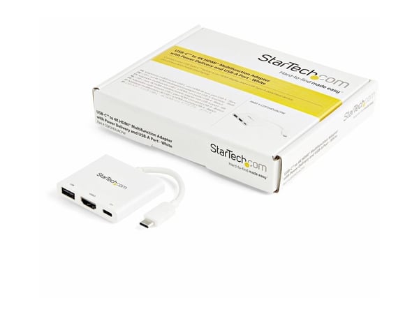StarTech.com USB-C HDMI-sovitin - Valkoinen - 4K 30Hz - Thunderbolt 3 -yhteensopiva - Power Delivery (USB PD) - USB C Dongle (CDP2HDUACPW) - Videoa...