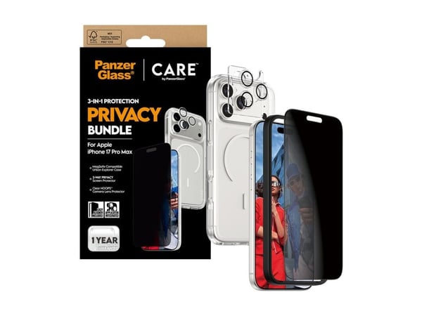 CARE by PanzerGlass - 3-i-1 Beskyttelse Personvernbunke - baksidedeksel for mobiltelefon - MagSafe-samsvar - polykarbonat, termoplast-polyuretan (T...