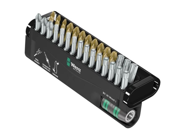 Wera Bit-Check 30 Wood 1 - Spissett for skrutrekker - 30 deler - phillips, pozidriv, torx - heksagonal - lengde: 25 mm