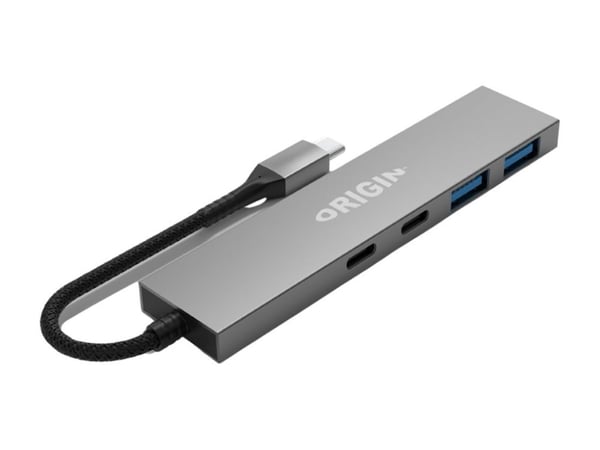 Origin Storage OS-HUB-USB3/C, Langallinen, USB 3.2 Gen 1 (3.1 Gen 1) Type-A + Type-C, Harmaa, 1 kpl