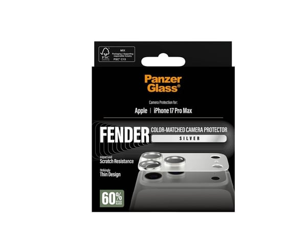 PanzerGlass FENDER - Linsebeskytter for mobiltelefon - sølv - for Apple iPhone 17 Pro Max