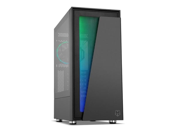 NOX Hummer Blaster - Mid tower - ATX - sidepanel med vindu (herdet glass) - ingen strømforsyning (ATX) - svart - USB/lyd