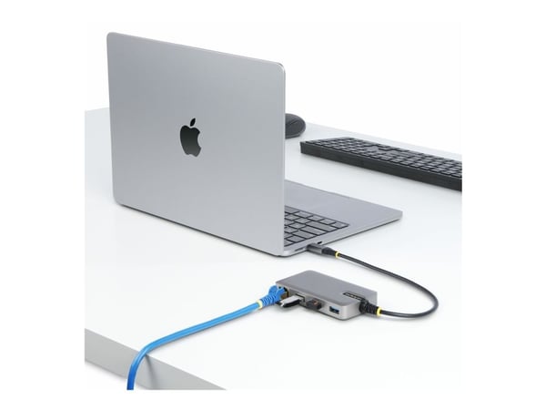 StarTech.com 3-porttinen USB-C-keskitin Ethernetillä, 3x USB-A-portit, Gigabit Ethernet, USB 3.0 5Gbps, väyläkäyttöinen, USB Type-C Hub w/GbE ja 1f...