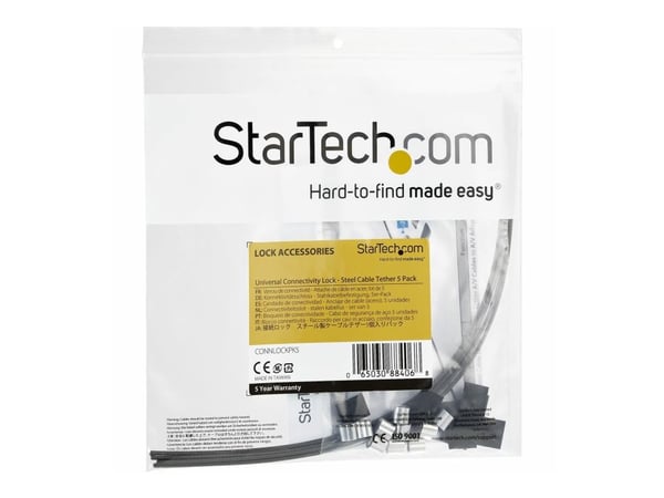 StarTech.com 5-Pack Security Cable Tethers for Adapters & Dongles, Universal Cable Adapter Tether, Tether Cables, Adjustable Length Anti-Theft Cabl...
