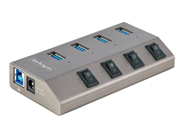 Startech 4-Port Self-Powered USB-C Hub with Individual On/Off Switches, USB 3.0 5Gbps Expansion Hub w/Power Supply, Desktop/Laptop USB-C to USB-A H...