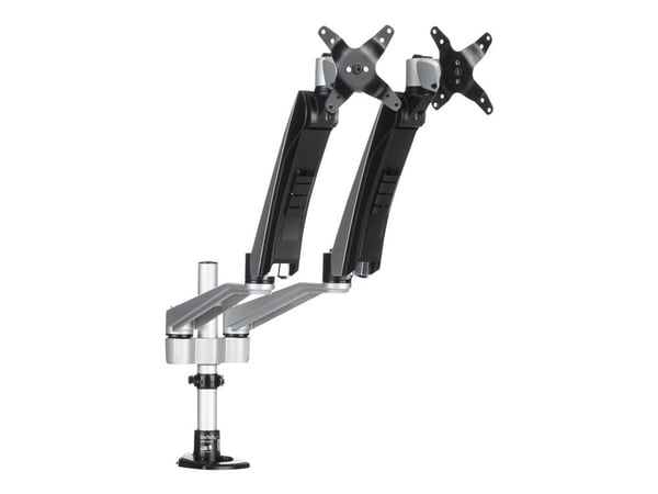 StarTech.com ARMDUAL30, Puristin, 18 kg, 76,2 cm (30"), 100 x 100 mm, Korkeudensäätö, Musta, Hopea