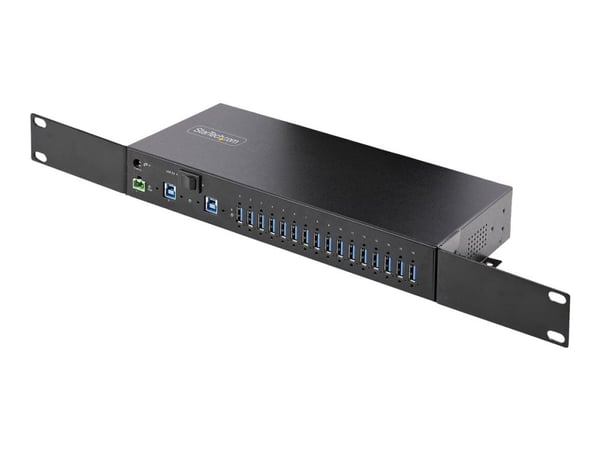 Startech 16-Port Industrial USB 3.0 Hub 5Gbps, Metal, DIN/Surface/Rack Mountable, ESD Protection, Terminal Block Power, up to 120W Shared USB Charg...