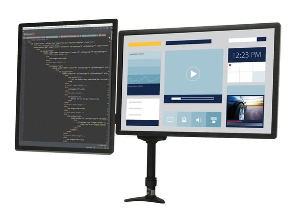 Startech Desk Mount Dual Monitor Arm - Articulating - Supports Monitors 12" to 24" - Adjustable VESA Monitor Arm - Grommet or Desk Mount - Black (A...