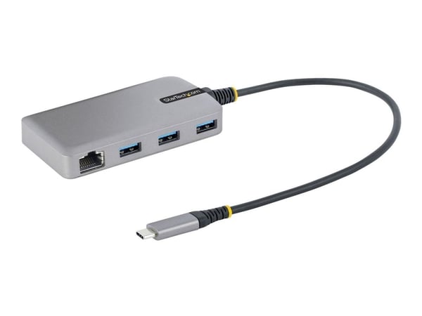 StarTech.com 3-porttinen USB-C-keskitin Ethernetillä, 3x USB-A-portit, Gigabit Ethernet, USB 3.0 5Gbps, väyläkäyttöinen, USB Type-C Hub w/GbE ja 1f...