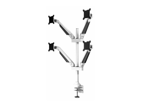 Multibrackets M VESA Gas Lift Arm Quad - Monteringssett (skrivebordsklemmemontering, 4 leddarmer) - for 4 LCD-skjermer - aluminium - hvit - skjerms...
