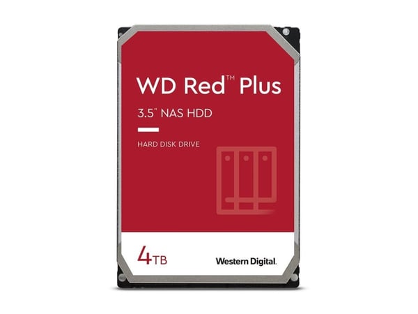 WD Red Plus - Hårddisk - 4 TB - inbyggd - 3.5" - SATA 6Gb/s - 5400 rpm - buffert: 128 MB