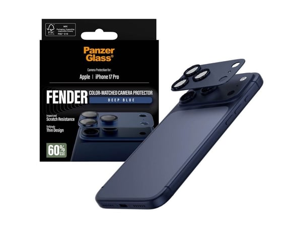PanzerGlass ® Fender Camera Protector Deep Blue iPhone 17 Pro, Apple, Apple - iPhone 17 Pro, Asennus kuivana, Naarmuuntumisenkestävä, Iskunkestävä,...