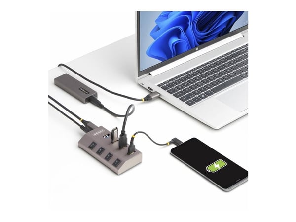 Startech 4-Port Self-Powered USB-C Hub with Individual On/Off Switches, USB 3.0 5Gbps Expansion Hub w/Power Supply, Desktop/Laptop USB-C to USB-A H...
