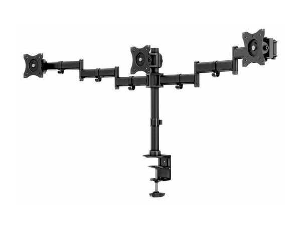 Multibrackets M Deskmount Basic Triple - Monteringssett (skrivebordsmontering) - for 3 LCD-skjermer - stål, høyverdig aluminium - svart - skjermstø...