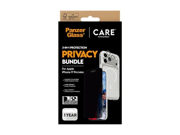 CARE by PanzerGlass - 3-i-1 Beskyttelse Personvernbunke - baksidedeksel for mobiltelefon - MagSafe-samsvar - polykarbonat, termoplast-polyuretan (T...