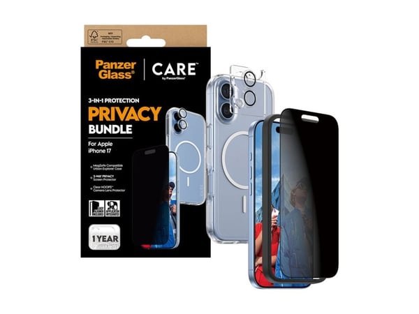 CARE by PanzerGlass - 3-i-1 Beskyttelse Personvernbunke - baksidedeksel for mobiltelefon - MagSafe-samsvar - polykarbonat, termoplast-polyuretan (T...