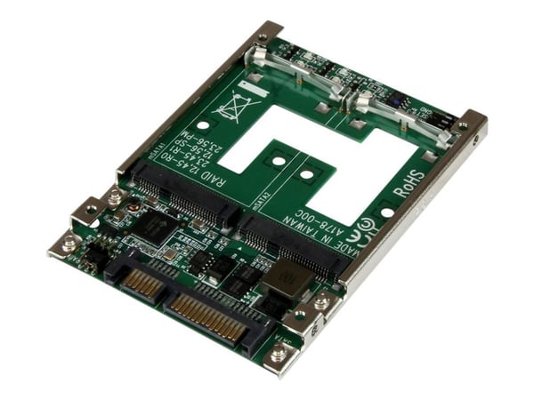 StarTech.com Dual mSATA SSD til 6,40 cm (2,5") SATA RAID-adapterkonverter - Lagringskontroller - 2 sendere/kanal - mSATA - 6GBps - RAID 0, 1, JBOD,...