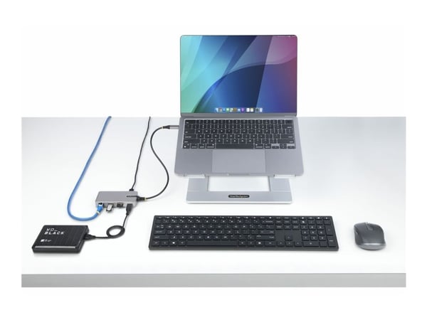 StarTech.com 3-porttinen USB-C-keskitin Ethernetillä, 3x USB-A-portit, Gigabit Ethernet, USB 3.0 5Gbps, väyläkäyttöinen, USB Type-C Hub w/GbE ja 1f...