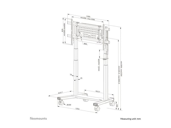 Neomounts - Vogn - motorisert - for flatpanel - fast - låsbar - stål - svart - skjermstørrelse: 75"-115"
