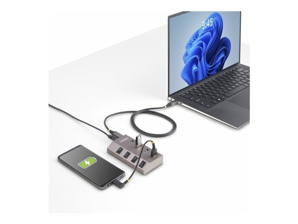 Startech 4-Port Self-Powered USB-C Hub with Individual On/Off Switches, USB 3.0 5Gbps Expansion Hub w/Power Supply, Desktop/Laptop USB-C to USB-A H...