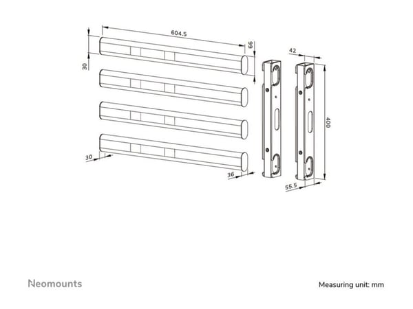 Neomounts - Monteringssats (VESA-förlängningskit) - för platt panel - stål - svart - displayvagn
