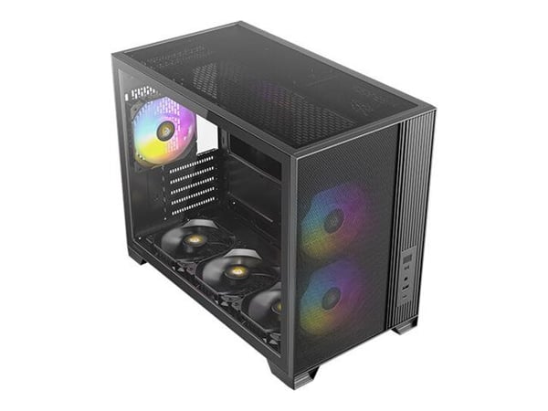 Antec Flux M - Kompakt torn - micro ATX - genomskinlig sidopanel (härdat glas) - ingen strömförsörjning - USB/ljud