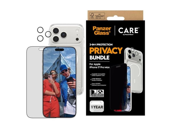 CARE by PanzerGlass - 3-i-1 Beskyttelse Personvernbunke - baksidedeksel for mobiltelefon - MagSafe-samsvar - polykarbonat, termoplast-polyuretan (T...