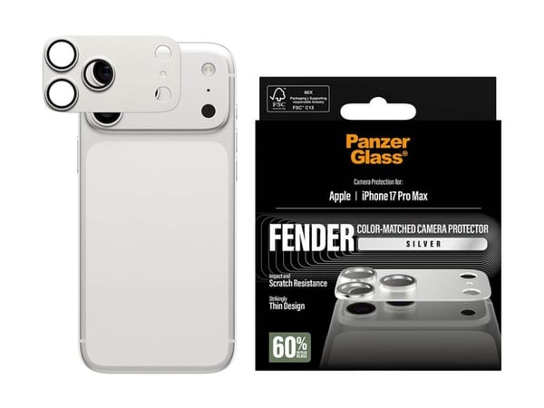 PanzerGlass FENDER - Linsebeskytter for mobiltelefon - sølv - for Apple iPhone 17 Pro Max