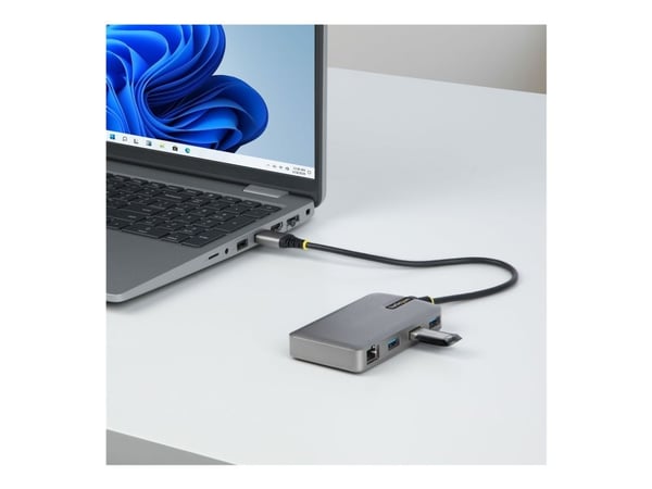 Startech 3-Port USB Hub with Ethernet, 3x USB-A Ports, Gigabit Ethernet RJ45, USB 3.0 5Gbps, Bus-Powered, USB Hub w/ GbE and 1ft/30cm Long Cable, P...