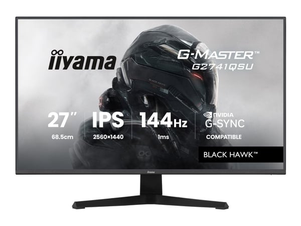iiyama G-MASTER Black Hawk G2741QSU-B1 - LED-skjerm - gaming - 27" - 2560 x 1440 QHD @ 144 Hz - IPS - 350 cd/m² - 1500:1 - 1 ms - HDMI, DisplayPort...