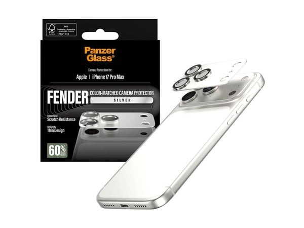 PanzerGlass FENDER - Linsebeskytter for mobiltelefon - sølv - for Apple iPhone 17 Pro Max
