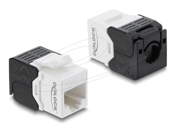 Delock - Modulinnlegg - toolfree - CAT 6 - UTP - RJ-45, LSA - svart, hvit