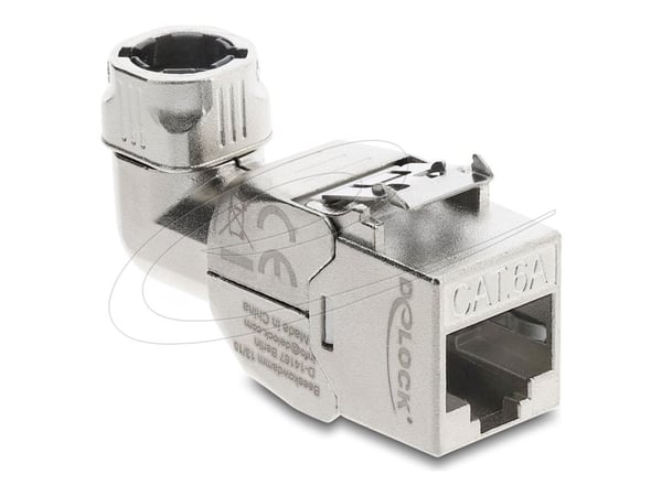 Delock Keystone-modul RJ45 hunn til LSA Cat.6A med metallås verktøyfri 90° vinklet skjermet