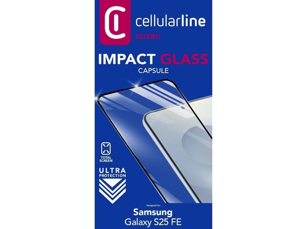 Cellularline TEMPGCABGALS25FEK, Samsung, Galaxy S25 FE, Fallsikker, Ripebestandig, Sjokkresistent, Gjennomsiktig, 1 stykker