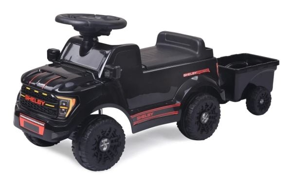 Jamara ride-on bil Shelby Ford F-150 Raptor med tilhenger svart.