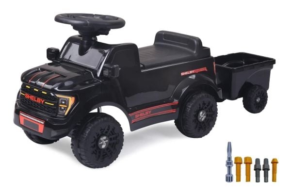 Jamara ride-on bil Shelby Ford F-150 Raptor med tilhenger svart.