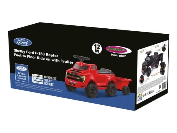 Jamara ride-on bil Shelby Ford F-150 Raptor med tilhenger svart.