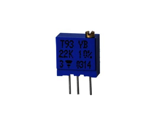 Vishay T93YA103KT20 Spindeltrimmer linear 0.5 W 10 k? 1 St., Konform beleggstynner, Blå, Metall, Rett, Hankjønn, RoHS