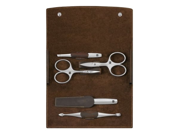 Zwilling TWINOX Neat's leather case, brown, 5 pc