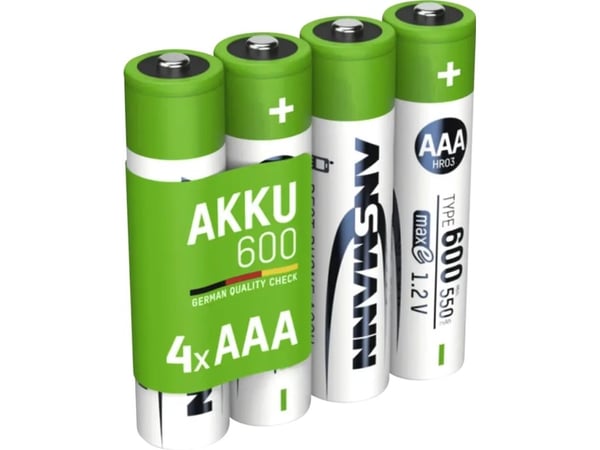 Ansmann 1311-0022, Oppladbart batteri, AAA, Nikkelmetallhydrid (NiMH), 1,2 V, 4 stykker, 550 mAh