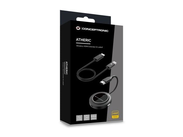 Conceptronic ATHERIC02B, Dongel, HDMI/USB, 1920 x 1080 piksler, Svart, 30 m, USB