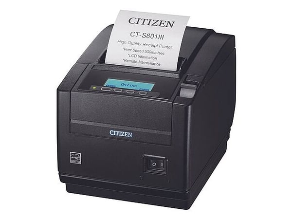 Citizen CT-S801III - Kvitteringsskriver - direktetermisk - Rull (8,25 cm) - 203 dpi - inntil 500 mm/sek - USB 2.0 - kutter - svart