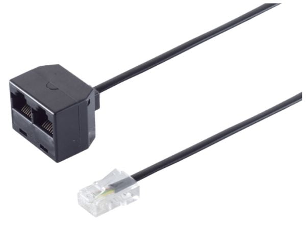 S/CONN maximum connectivity 71231-, 0,1 m, RJ-11, 2 x RJ-11, Sort, Hankjønn, Hunkjønn