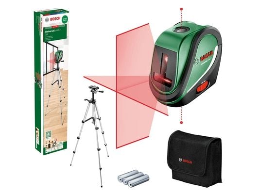Bosch UniversalLevel 2 Set, 10 m, 0,5 mm/m, 4°, 4 s, Horisontal/vertikal, Rød